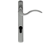 Carlisle Brass Scroll Narrow Plate, 92mm C/C, Euro Lock, Polished Chrome Door Handles - M140NP92CP (sold in pairs)